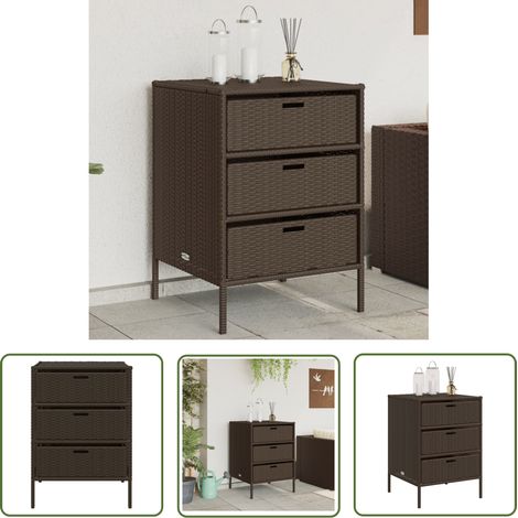 The Living Store Armoire de rangement de jardin marron 55x59x80cm résine tressée - Coffre De Jardin - Rangement Extérieur - Mobilier De Jardin - Armoire De Jardin - Coffre De Rangement (1/5)