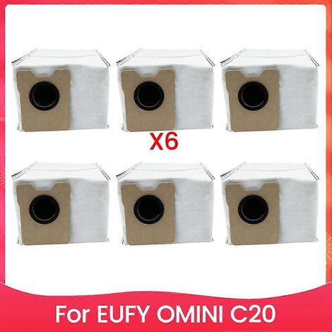Lot de 6 grande capacité sacs à poussière pour Eufy Omni C20 aspirateur, Effective Filtration de rechange sac (1/5)