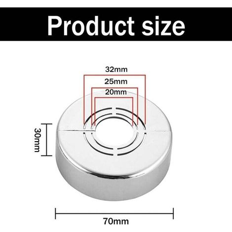 4-Piece Radiator Pipe Cover, Silver ABS Material, Detachable Radiator Rosette, Adjustable Hole Diameter, for Shower Faucet Decoration, Taps, Radiators (1/4)