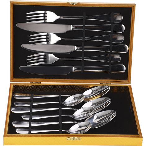 Ensemble de couverts en acier inoxydable 304 (couteaux, fourchettes, cuillères) pour la maison, la cuisine, l'hôtel et le restaurant (12 pièces/ensemble pour 3 personnes). (1/5)