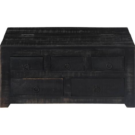 Maison Exclusive - Tavolino da Salotto Nero 65x65x30 cm in Legno Massello di Mango (1/5)