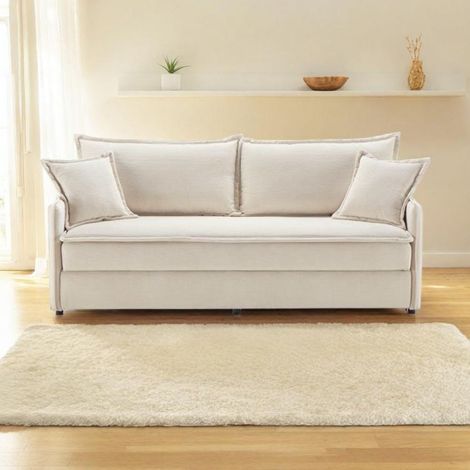 Divano letto con contenitore tessuto colore panna 217x95H cm - Gioia (1/5)
