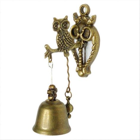 Sonnettes de porte en métal, cloches en fer, carillons éoliens, décorations murales, formes de hibou, style vintage nostalgique (1/5)