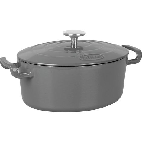 Sitram Sitrabella 715406 - Casseruola ovale in ghisa smaltata, lunghezza 26 cm, 4 litri, esterno smaltato, grigio interno, bianco, tutte le fonti di calore, inclusa l'induzione, ideale per 4-5 ospiti (1/3)