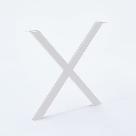 Lot de 2 pieds pour banc modèle en X HT 40 x L. 39 cm blanc mat