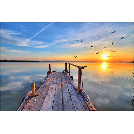 Lever Et Coucher De Soleil sur La Route en Bord De Mer D'Ornement Decor Wall Art Toile De DéCoration Peinture Murale D'Imprimer l'affiche De l'art De Mur Accrocher Decor sans Cadre 40 60cm,T-Audace (1/5)