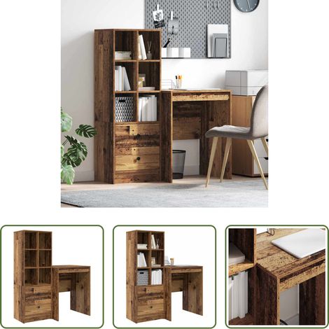 Bureau ancien - Bureau avec tiroir 2 pcs Bois ancien (1/5)