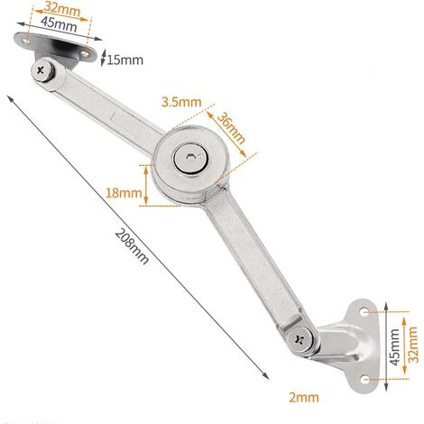 Charnières hydrauliques à arrêt aléatoire (type C) pour portes de placards de cuisine, charnières polies réglables, quincaillerie de support pour rabats de meubles (1/5)