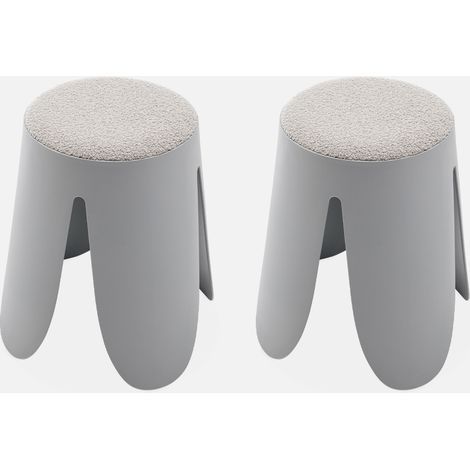 Taburete apilable con asiento texturado, set de 2