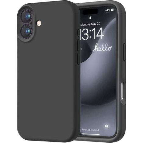 Coque noire mate pour iPhone 16 - Protection renforcée pour l'appareil photo (1/4)