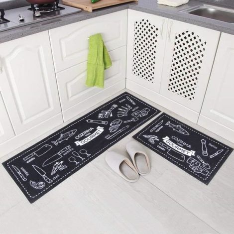 Tapis Cuisine - Antidérapant Absorbant Lavable Machine - Devant Évier Salle De Bain Balcon - 2 Pièces 40x60 cm + 40x120 cm (1/4)