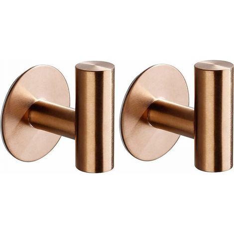 (Oro rosa) Set di 2 ganci adesivi da parete per bagno, ganci per asciugamani da cucina, appendi quadri senza foratura, ganci autoadesivi per asciugamani da bagno in acciaio inossidabile (1/4)