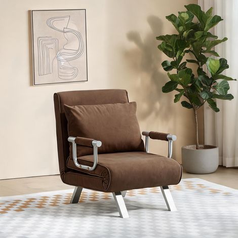Canapé convertible marron en métal 65 x 69 x 82 cm (1/5)