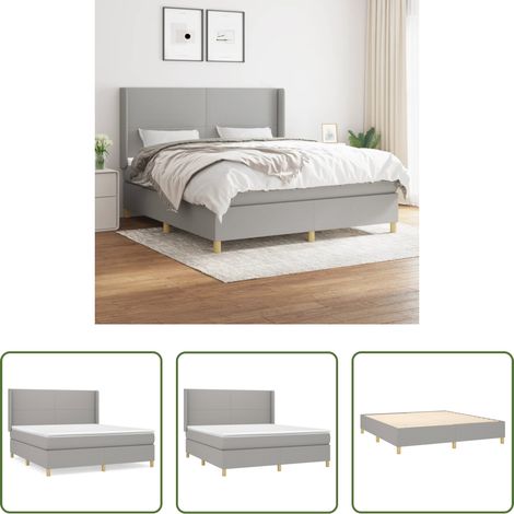 Matratze -  Boxspringbett mit Matratze Hellgrau 180x200 cm Stoff (1/5)