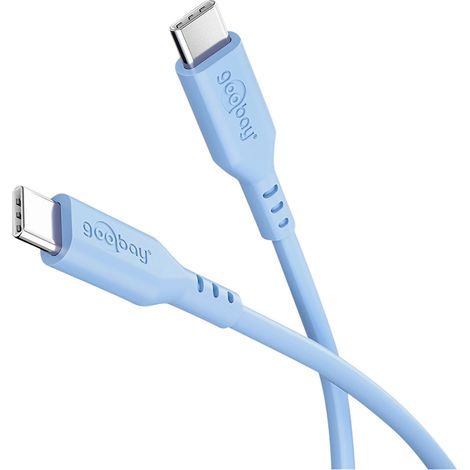 USB 2.0 Silikonkabel bleu, USB-C Stecker  USB-C Stecker Verwendung: Weiches, robustes Ladekabel pour USB-C Appareils (1/4)