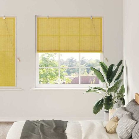 42006874 Store enrouleur avec des rideaux Jaune 140 x 160 cm Bambou (1/5)