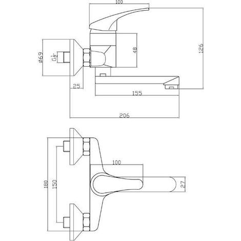 Grifo de pared Ferro acabado cromado brillante con pico orientable (1/2)
