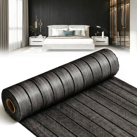 Panneaux muraux 3D sans odeur auto-adhésifs avec isolation phonique, revêtement mural aspect bois imperméable pour chambre à coucher, mur TV et rénovation de bureau, noir (1/5)