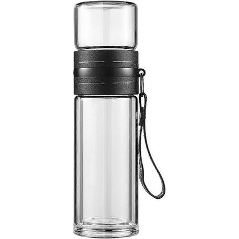Bouteille infuseur à thé en verre à double paroi de 450 ml, bouteille d'eau portable étanche pour les voyages (1/5)