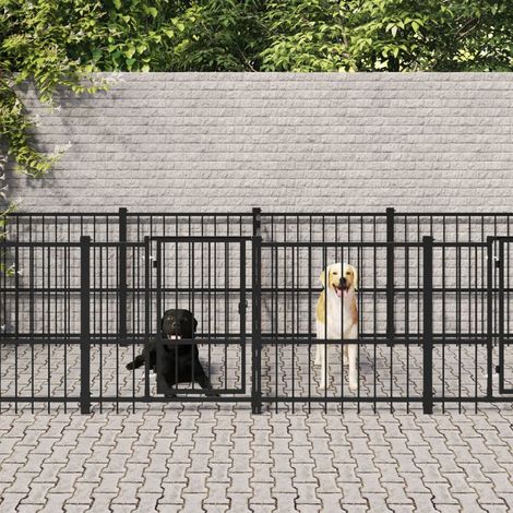 Chenil d'extérieur pour chiens Acier 11,26 m²