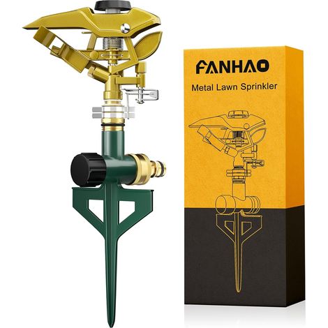 Metal Pulsed Sprinkler, Heavy Duty Lawn Sprinkler on Stake, Pulse Sprinkler for Watering Areas up to 540 m², 360° Rotatable for Large Area Coverage (1/5)