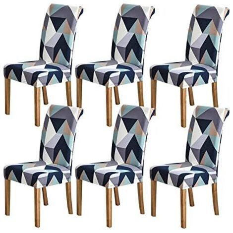 ALLIANDISLot de 6 housses de chaise extensibles amovibles et lavables pour hôtel, restaurant, cuisine, fête de mariage, Grille Magique (1/3)