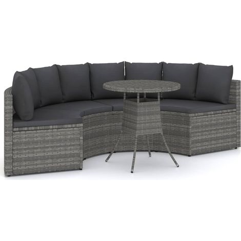 Set di mobili da giardino mobili da esterno 5 pezzi con cuscini resina intrecciata grigia 020016440
