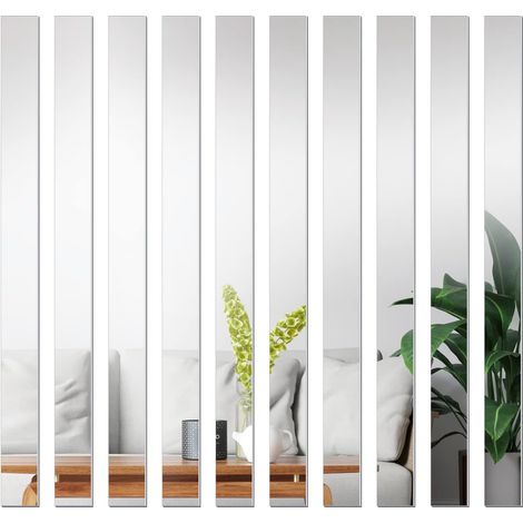 Lot de 10 autocollants muraux en acrylique à rayures longues et amovibles pour décoration de maison, salon, chambre à coucher, 50 cm H597 (1/5)