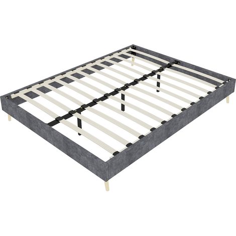 Cama baja 140 x 200 cm gris en terciopelo holandés HOMVRA (1/5)