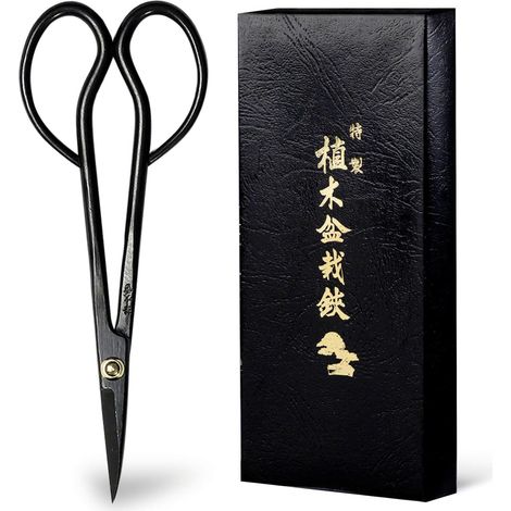 Ciseaux Japonais pour Taille Bonsaï Satsuki 180mm - Sécateur de Jardinage et Arrangements Floraux Fabriqué au Japon Noir Satsuki, Acier (1/5)