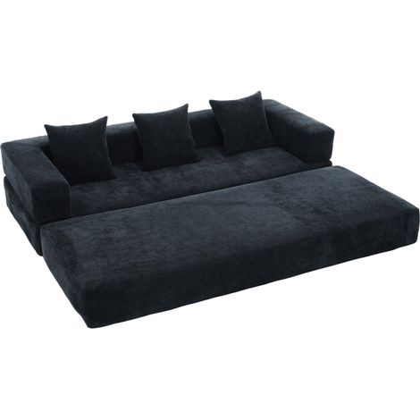 Bloc modulable de canapé en chenille avec poches latérales antidérapantes – 198x79x60 cm, gris (1/5)