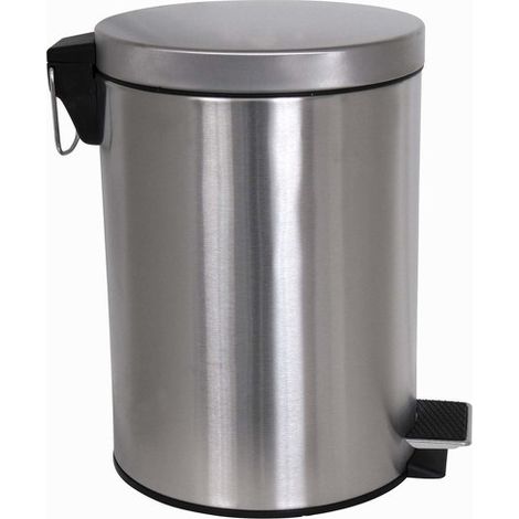 Poubelle à pédale Inox 12L Gris MSV (1/5)