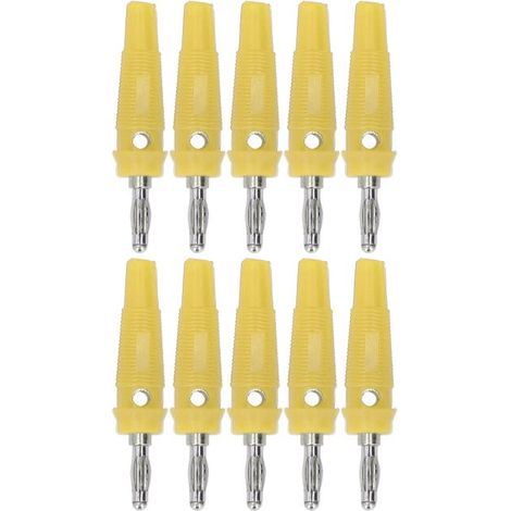 10 conectores tipo banana de 4 mm para máquinas de soldar, cargadores y generadores, color amarillo. (1/5)