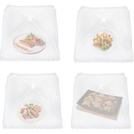 Lebensmittelabdeckung – Hochdichtes Netzgewebe – Edelstahlrahmen – Für Obst, Gemüse, Salate – Für Grillabende/Picknicks im Innen- und Außenbereich – 4-teilig (1/5)