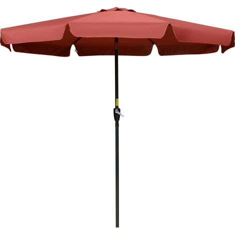 2.7m Patio Parasol Garden Umbrellas Outdoor Sun Shade Table Umbrella with Tilt, Crank, 8 Ribs, Ruffles, Wine Red