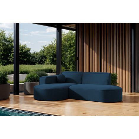 Garten Ecksofa SUNDAY XS in wetterfester Stoff ART-N Dunkelblau Ottomane Links (1/2)