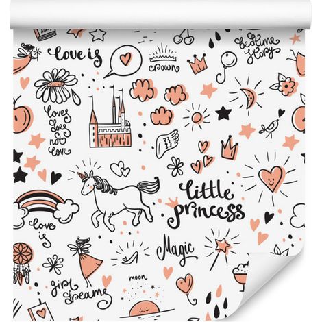 Carta da parati con unicorni e motivi decorativi per soggiorno e camera da letto, 50x1000 cm (1/5)