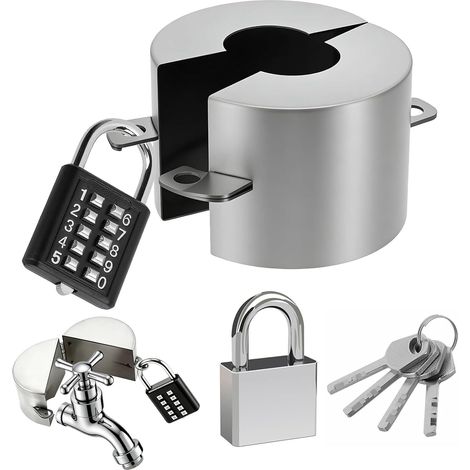 Serrure de robinet - Verrouillage de robinet avec serrure à combinaison - Serrure de robinet pour l'extérieur - En acier inoxydable - Antivol - Couvercle de serrure de robinet pour jardin et maison (1/5)