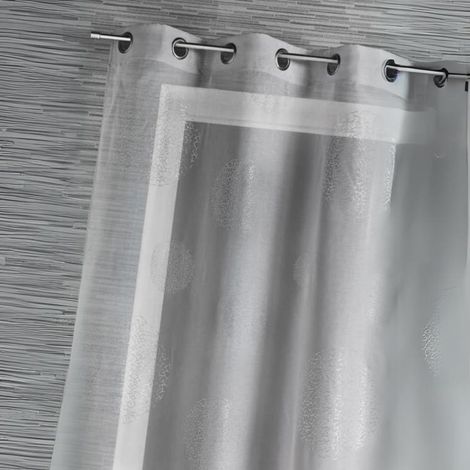 Voilage en Etamine Impression Argent Gris clair 140x240 cm