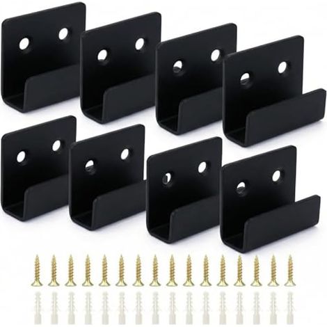 8 Pièces Crochets Mural Robustes avec Vis, Support Robuste en Acier Inoxydable pour Afficher les Carreaux de Céramique, Cadres Photo, Miroir, Noir, 11 mm Largeur Intérieure (1/5)
