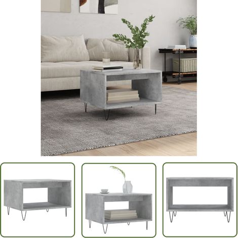 Table basse gris béton 60x50x40 cm bois d'ingénierie (1/5)