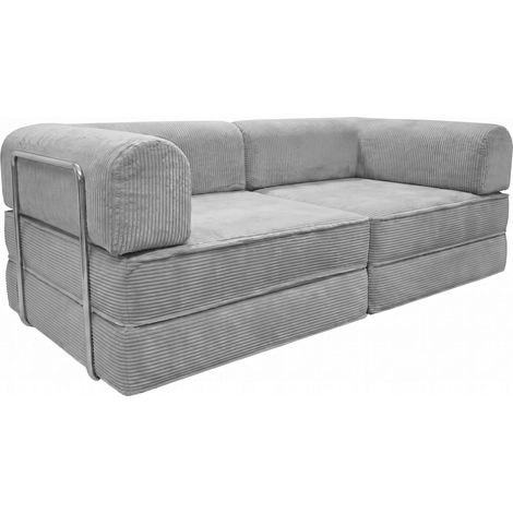 Sofá Cama Futón Plegable Nest 2 Plazas Salón Pana Gris Claro 182 cm (1/5)