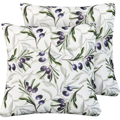 Set di 2 cuscini da esterno Accessori da giardino con motivo a foglie 45x45 cm Multicolore Tranqui