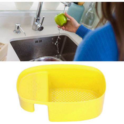 Corbeille à déchets de cuisine, égouttoir à vaisselle, collecte des déchets ménagers, panier suspendu pour évier, étagère de rangement, jaune (1/5)