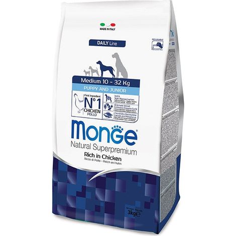 MONGE CIBO SECCO CANE CROCCANTINI PUPPY & JUNIOR MEDIUM AL POLLO 12 KG