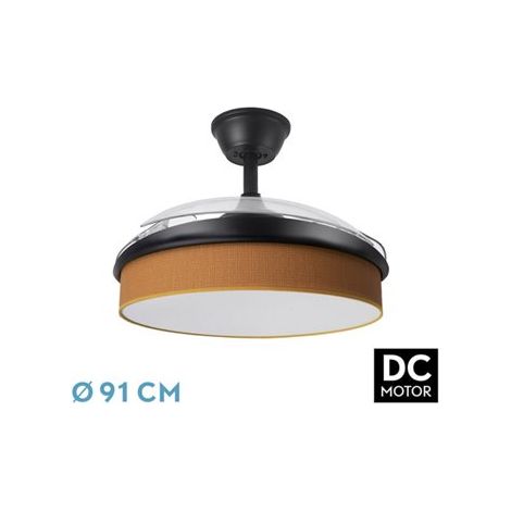 Fan DC FASHION FAN - Black con three ABS Folding Blades e Orange Diffuser 6 Velocità regolabili 3 Temperature ofLight con Timer e telecomando inclusi (1/2)