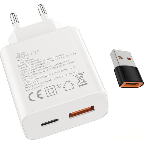 45W Chargeur USB C 18W USB A Adaptateur pour 15/Pro/Pro Max/Plus iPad Chargeur Rapide (1/5)