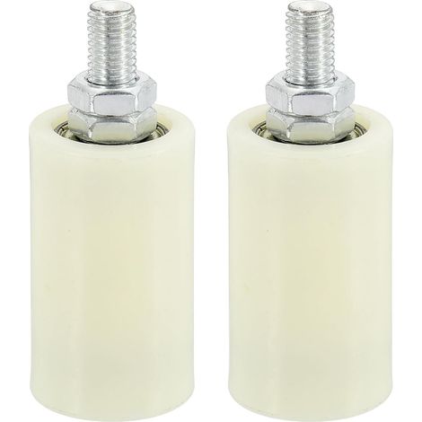 Rodillo guía para puerta corredera de 7,1 cm x 4 cm, color blanco, 1 juego de rodillos de nailon ajustables para puertas correderas en balcones, dormitorios y baños (1/5)