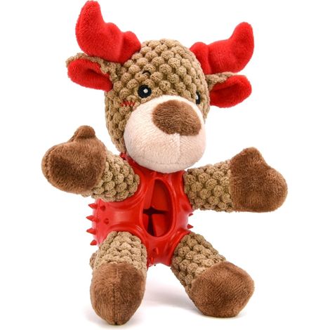 Jouet de Noël pour chien, forme d'élan, peluche sonore, jouet pour chien à mâcher, pour jouer en intérieur ou extérieur (1/5)