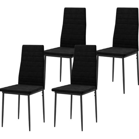 4er-Set gepolsterte Esszimmerstühle ohne Armlehnen, Stoff, schwarze Metallbeine MODENUIT (1/5)